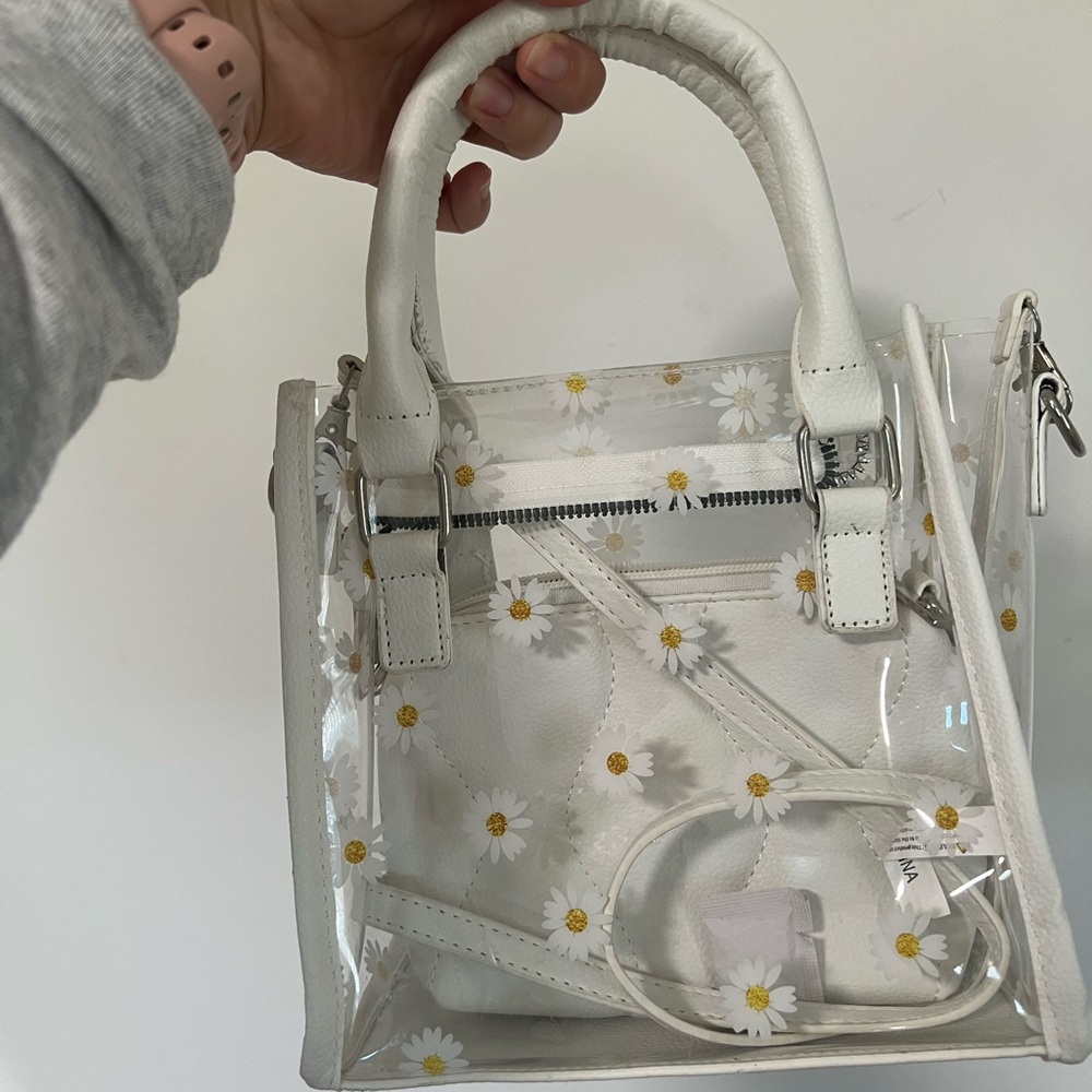 White Floral Transparent Handbag